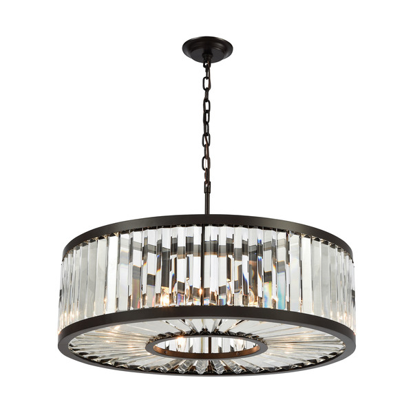 Elk Lighting Palacial 9-Light Chandelier in Oil Rubbed Bronze with Clear Crystal 33067/9